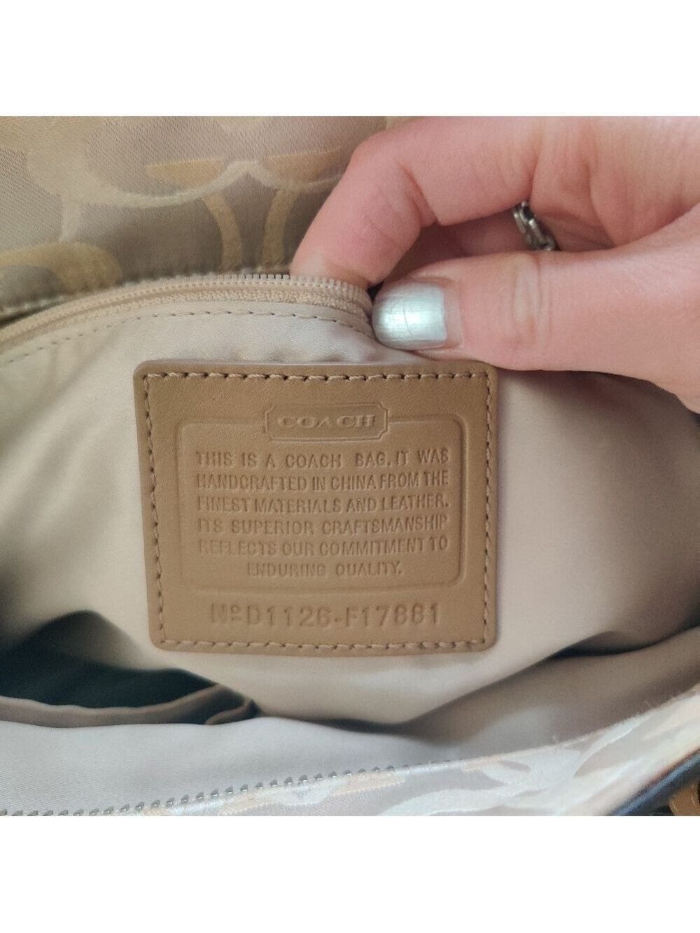 Coach Signature Jacquard Canvas Tote Cream Tan Leather Trim 0495 - Picture 8 of 12